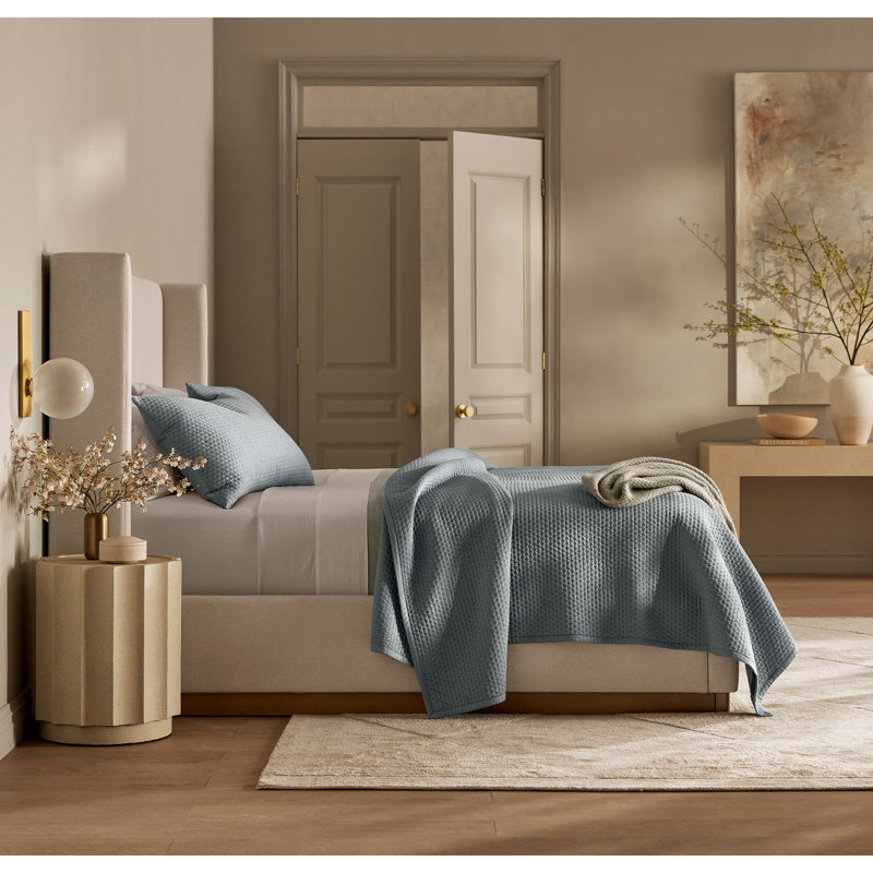 Signature Textured Stitch Quilted Sham, Standard Sham, Bluestone