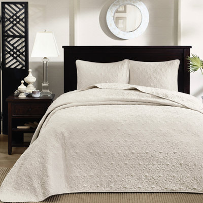 Couvre-lit double crème - réversible avec motif classique, rembourrage en coton pour le confort, fraîcheur surdimensionnée pour la chambre à coucher, finition