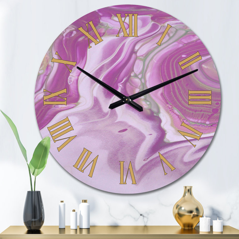 Horloge murale rose - vagues de marbre rose I, Grand