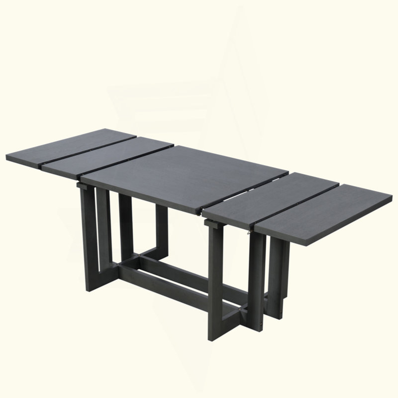 Table de salle à manger extensible rustique, table de cuisine à tréteaux avec deux rallonges amovibles de 12 po, Gris