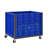Collapsible Bulk Container with Casters, Solid Wall HDPE Storage Bin, 600 lbs Capacity, Blue