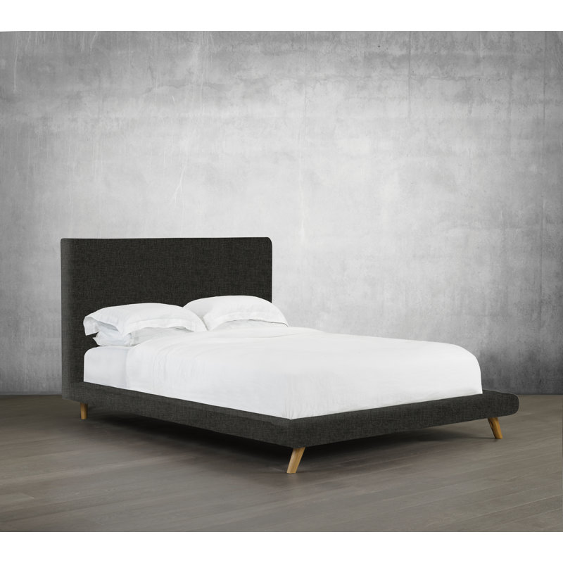 Lit plateforme tapissier Brownell, Anthracite, Double