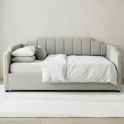 Linen Upholstered Daybed With Spacious Underbed Storage, Full Size - Durable Solid Wood Frame by Latitude Run