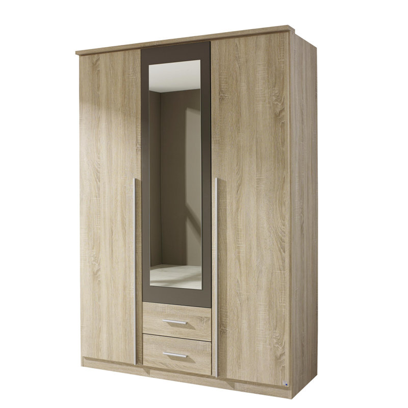Krefeld 4 Door Wardrobe, 199cm H x 136cm W x 56cm D, Sonoma Oak/Alpine White