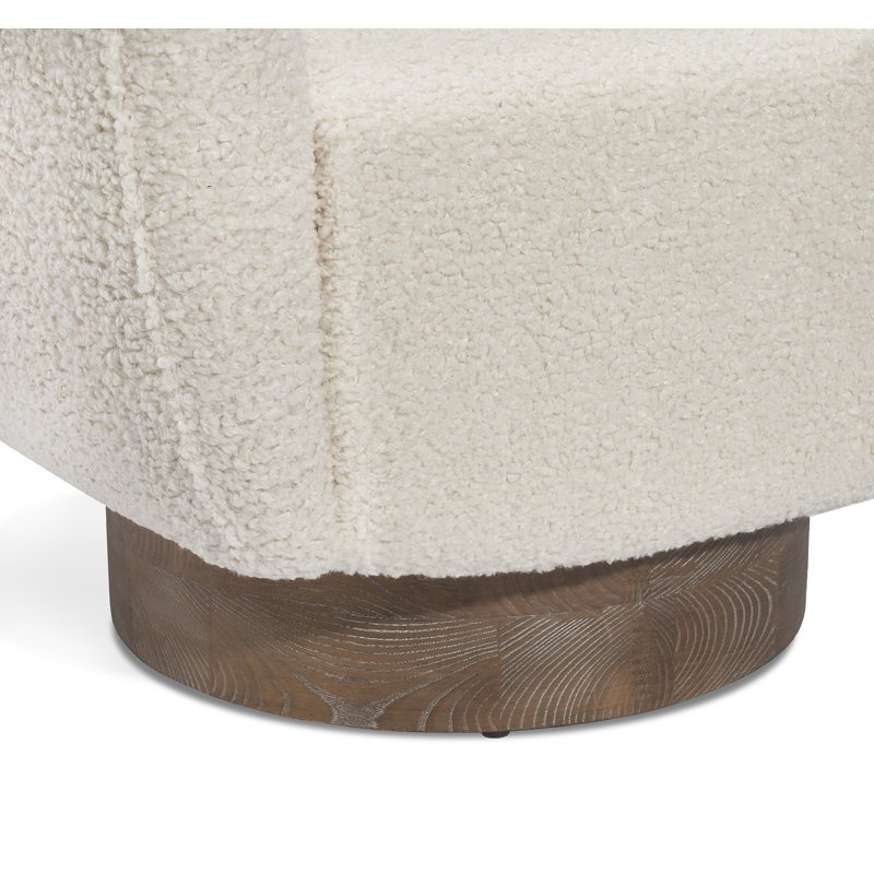 Fauteuil demi-tonneau pivotant l 31 po Simone, Duvet 100% polyester, Automne brun