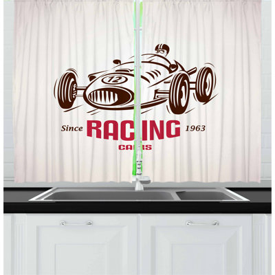 Cars 2 Piece Kitchen Curtain