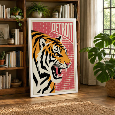 Detroit Tiger Roar Vintage - Wrapped Canvas
