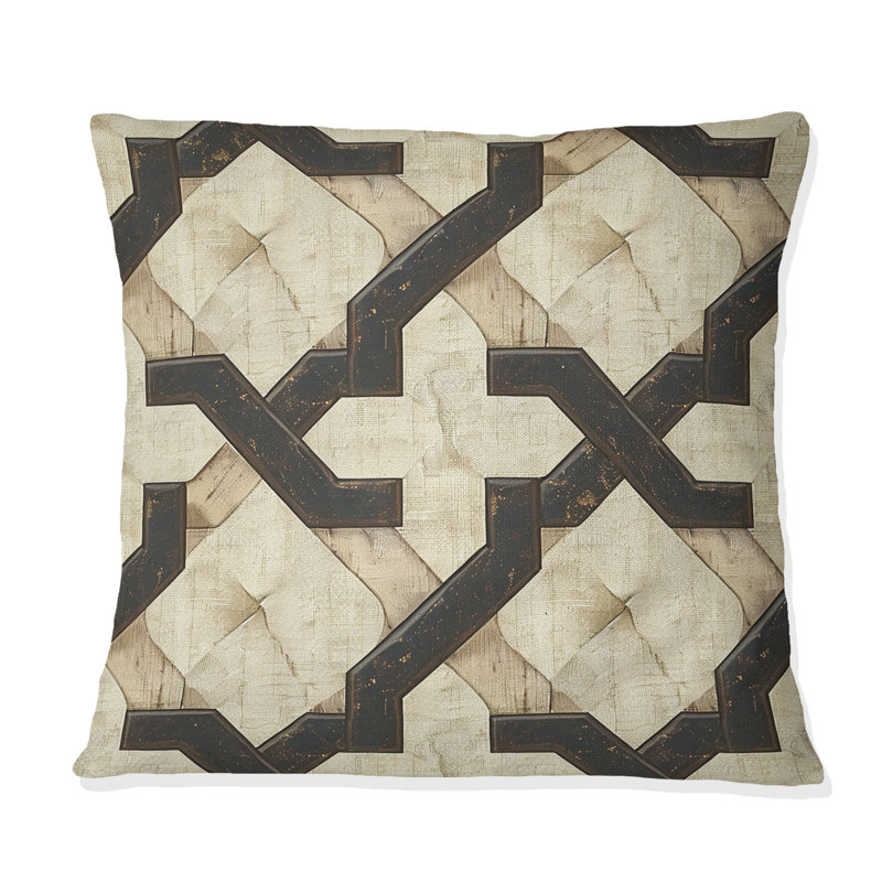 Coussin Brown Trellis Prints II - Mid-Century, 16" x 16"
