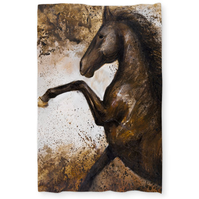 Horse Rushing Into the Soil Brown Rustic Duvet Cover | Home Decor