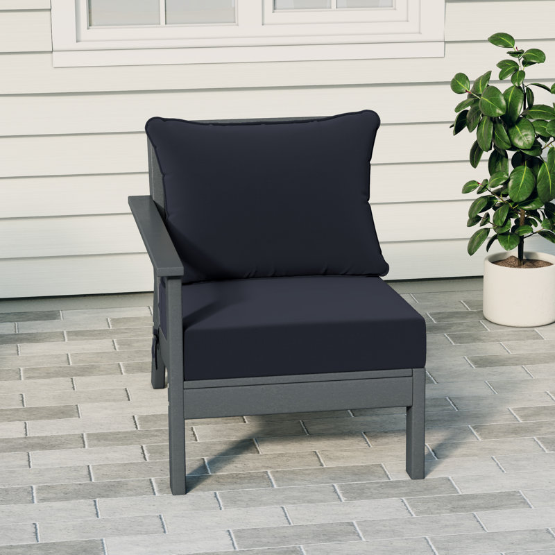 Chaise avec accoudoirs profonds à gauche avec coussins, Grey, Navy Blue