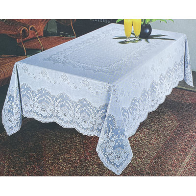 White Vinyl Tablecloth Floral Laced Table Cloth Cover Waterproof
