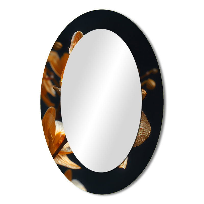 Orchidées parfumées oranges noires photo III - Miroir mural traditionnel, 36 po x 24 po