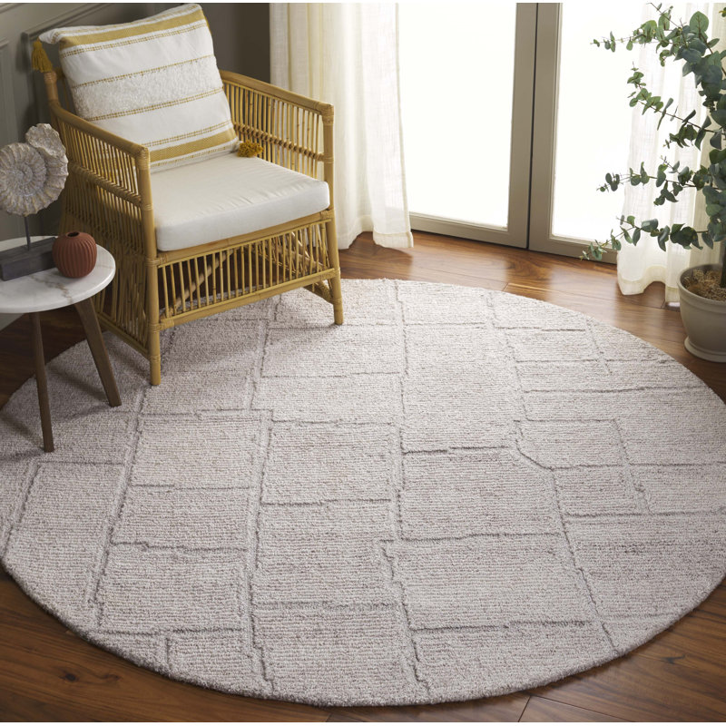 Favio Hand Tufted Pet Yarn/Wool Solid Color Rug in Beige, Round 6'