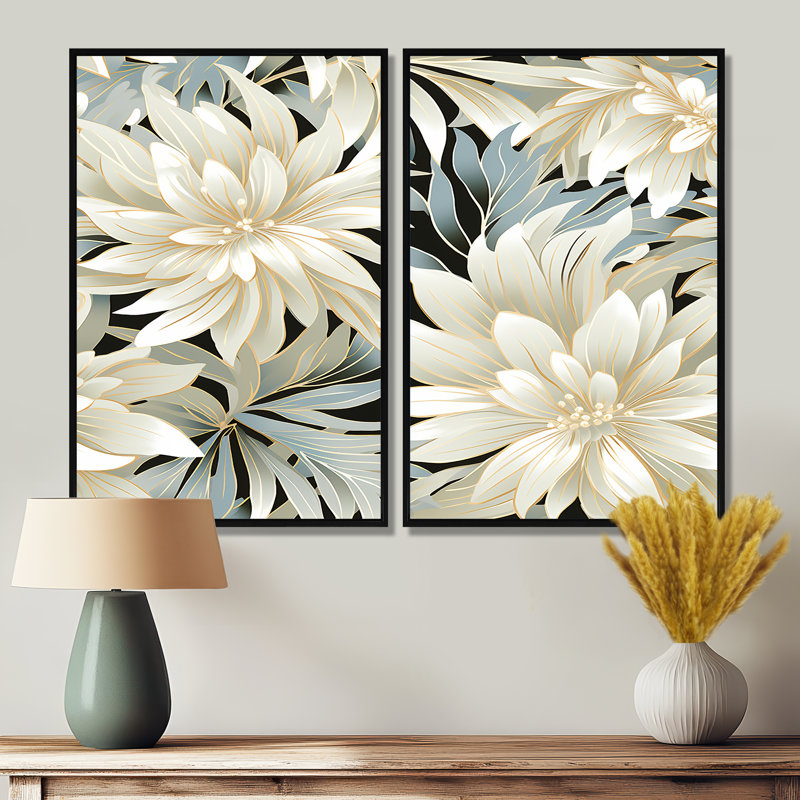 Lyana - Art floral 2 pièces, Noir, H 36 po x l 48 po, Reproduction encadrée sans passe-partout
