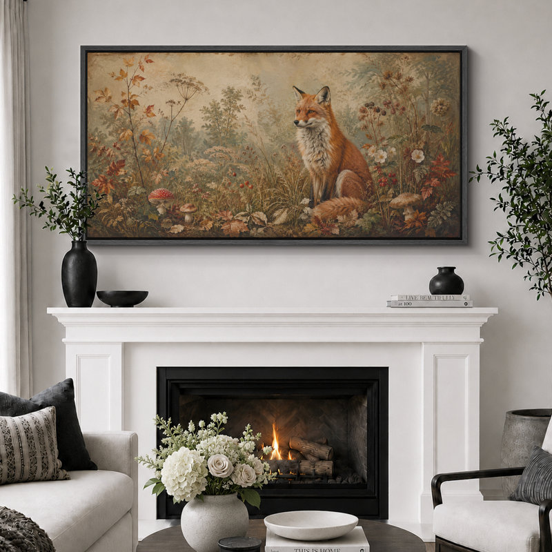 Rustic Fox Forest, H 30 po x l 60 po x P 1,5 po, Noir