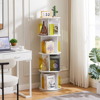 Ebern Designs Jadeyn Rotating Floor 4 Organizer | Wayfair Bookshelf 360° Tier Revolving Display Corner Standing Bookcase