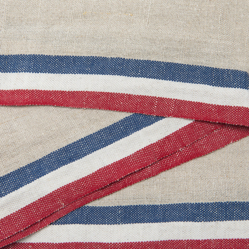 Camryn Striped Square Napkin, Natural/Red/Natural/Blue