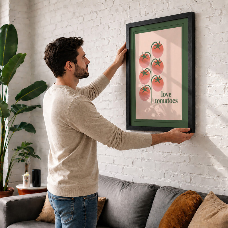Love Tomatoes Modern - Framed Print, A1 - 84.1 x 59.4 cm, Black