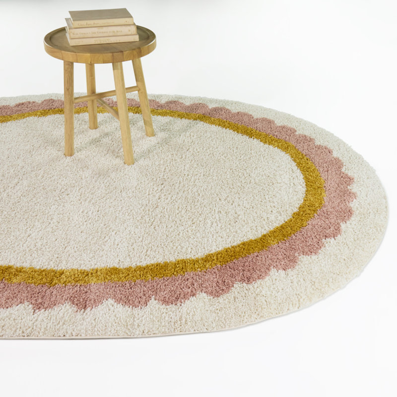 Tapis ovale à bordure festonnée crème / orange Marigold, Crème/orange, Ovale 6 pi 7 po x 9 pi