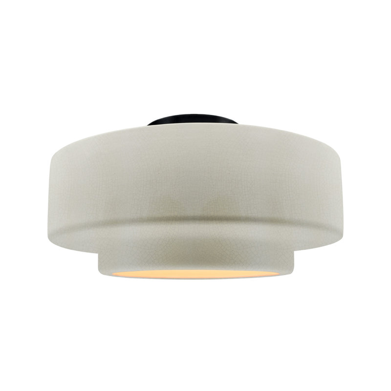 Plafonnier semi-encastré Radiance, H 8 po x l 16,5 po x P 16,5 po, Noir mat, Blanc craquelé