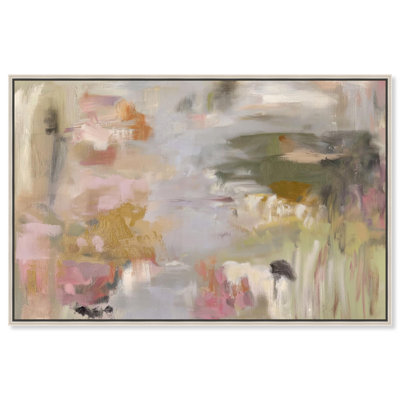 Poem of Pale Hues Canvas Print Abstract Wall Art by Art Remedy, Silver Frame, 45 x 30