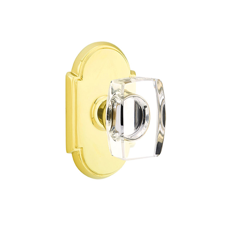 Poignée cristal d’intimité avec # 8 rose Windsor, Laiton poli à vie