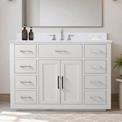 Meuble-lavabo simple autoportant de 48 po avec plateau en pierre d'ingénierie Ingalls