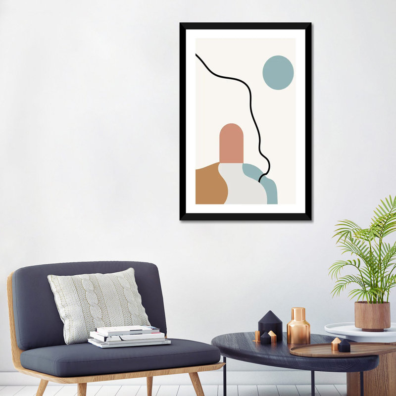 "Boho Terracota Road" par Mambo art studio-impression, Blanc, H 32 po x l 24 po x p 1 po, Papier encadré noir