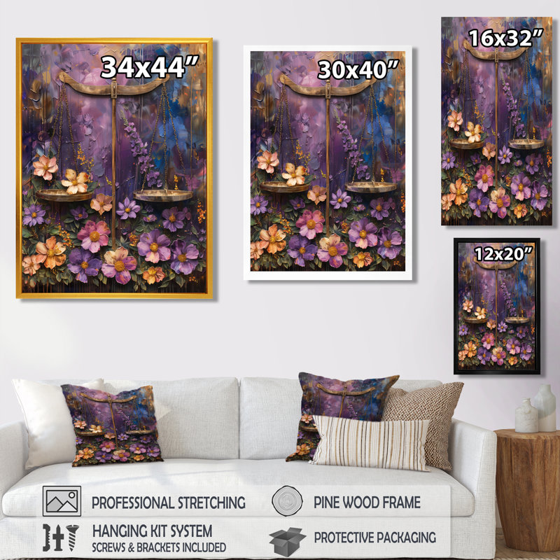 «Mauve», bleu, astrologie, collaboration cosmique, balance, astronomie, art mural, H 12 po x l 20 po, Cadre simple noir