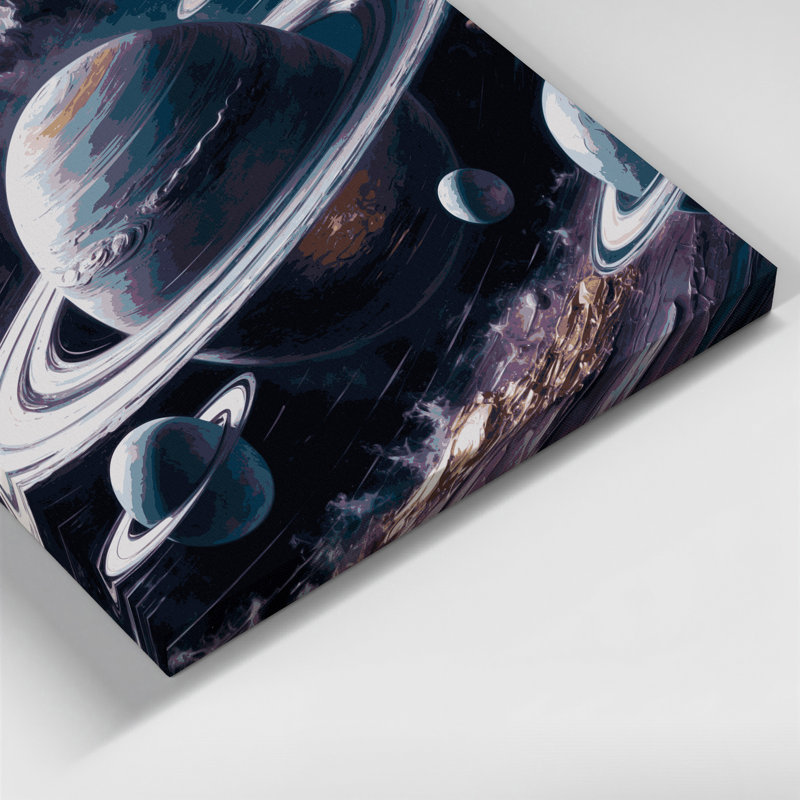 SciFi Sci fi planets with multiple moons Grey Canvas Wall Art, 32" H x 32" W