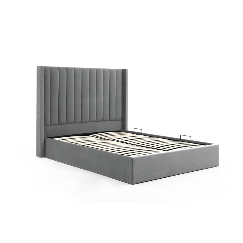 Heswall Upholstered Bed, Grey Faux Wool