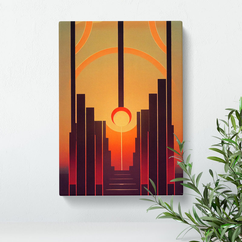Art Deco Sunset No.1 - Wrapped Canvas, 76cm H x 50cm W x 3cm D