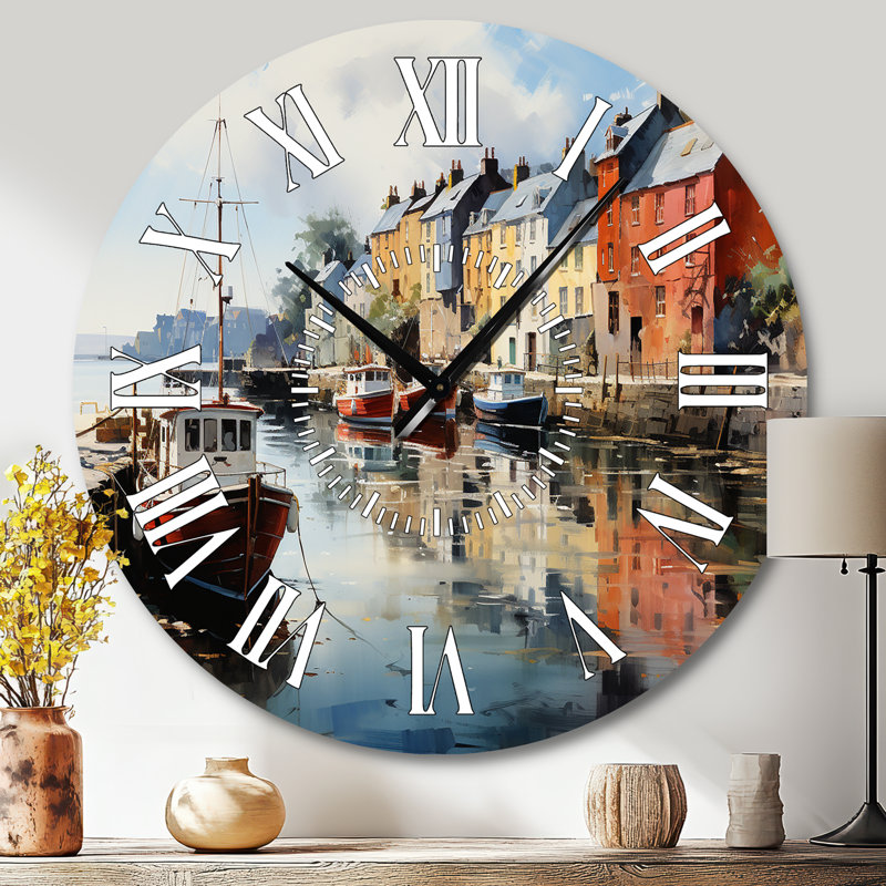 Horloge murale Irlande - Peaceful Harbor Villagean - Cityscapes, Grand