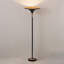 Lampe sur pied Lodi Torchiere - noir mat, abat-jour en feuille d'or martelé, noyer, base en marbre, gradateur de pied