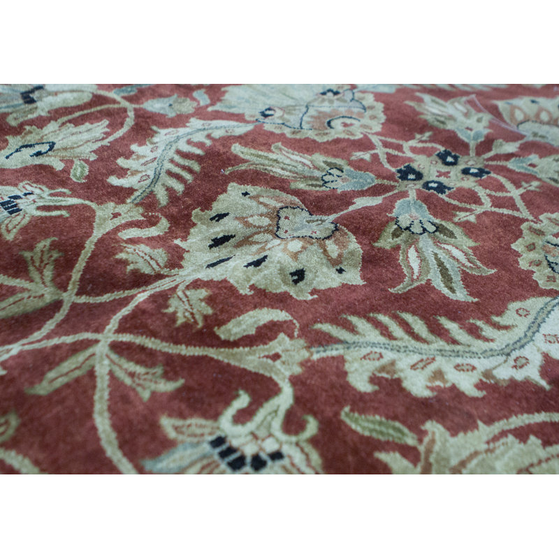 Tapis rouge et noir noué à la main de haute qualité