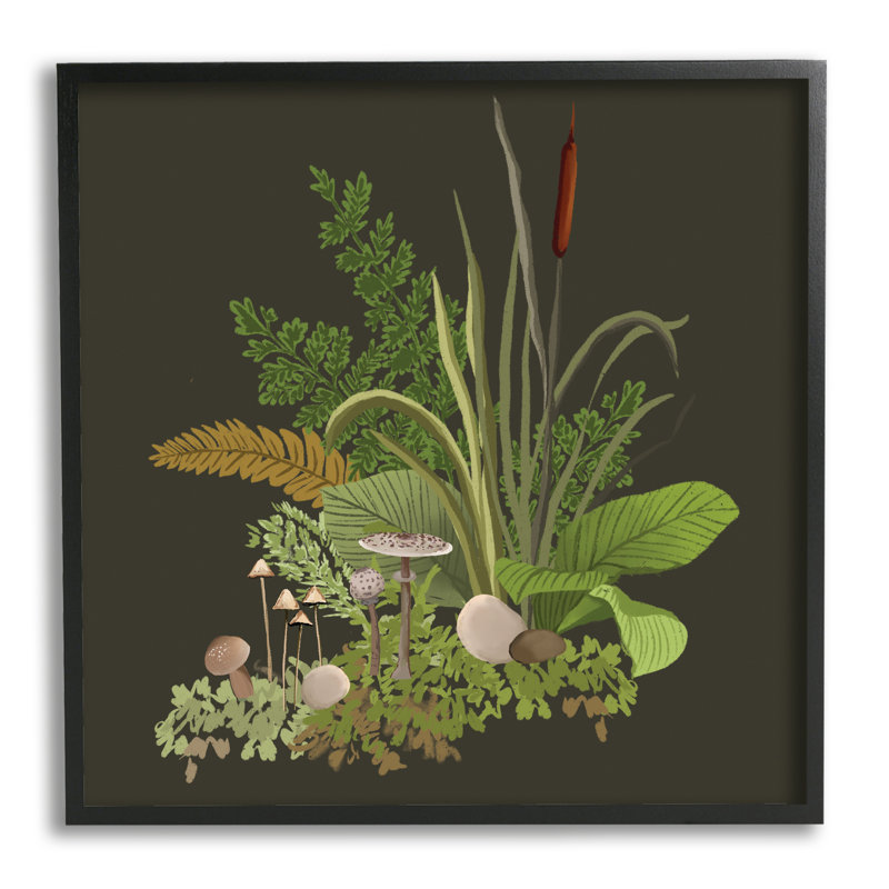 Forest Botanicals, fougères, plantes, Giclée encadrée noir minuit, H 12 po x l 12 po x P 1,5 po