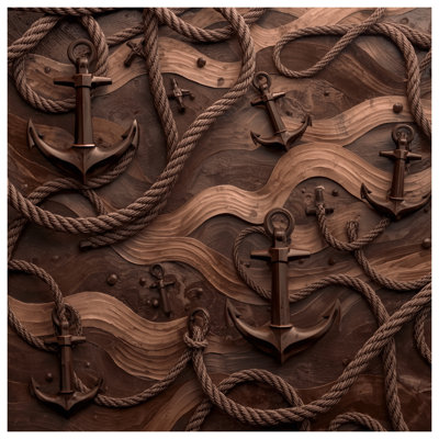 Brown Anchors Ropes Waves Comforter
