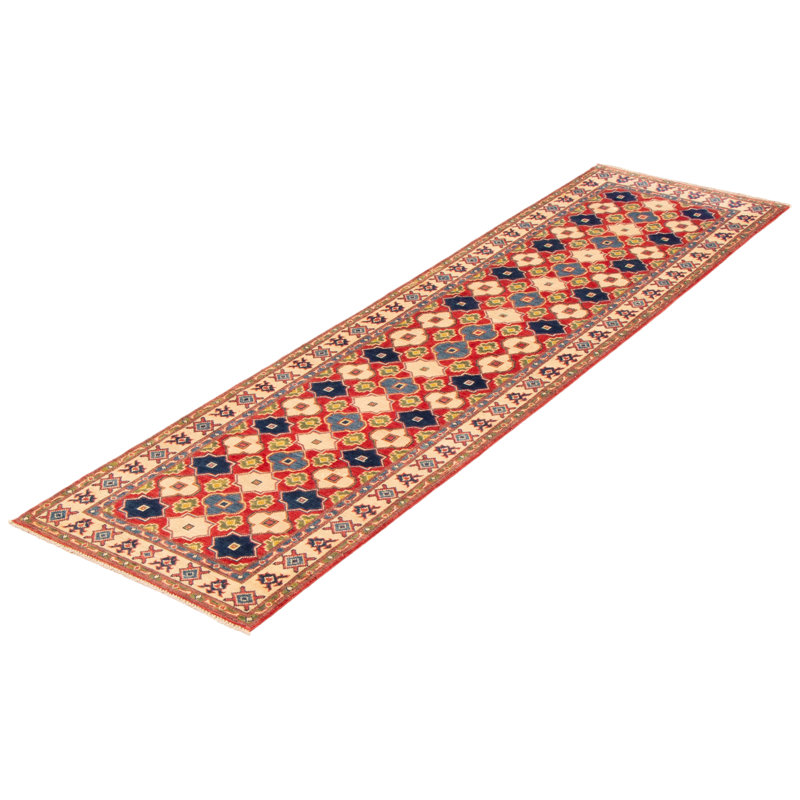 Tapis de couloir unique en laine noué à la main nouvel âge de 2 pi 7 po x 9 pi 7 po en rouge / brun / bleu
