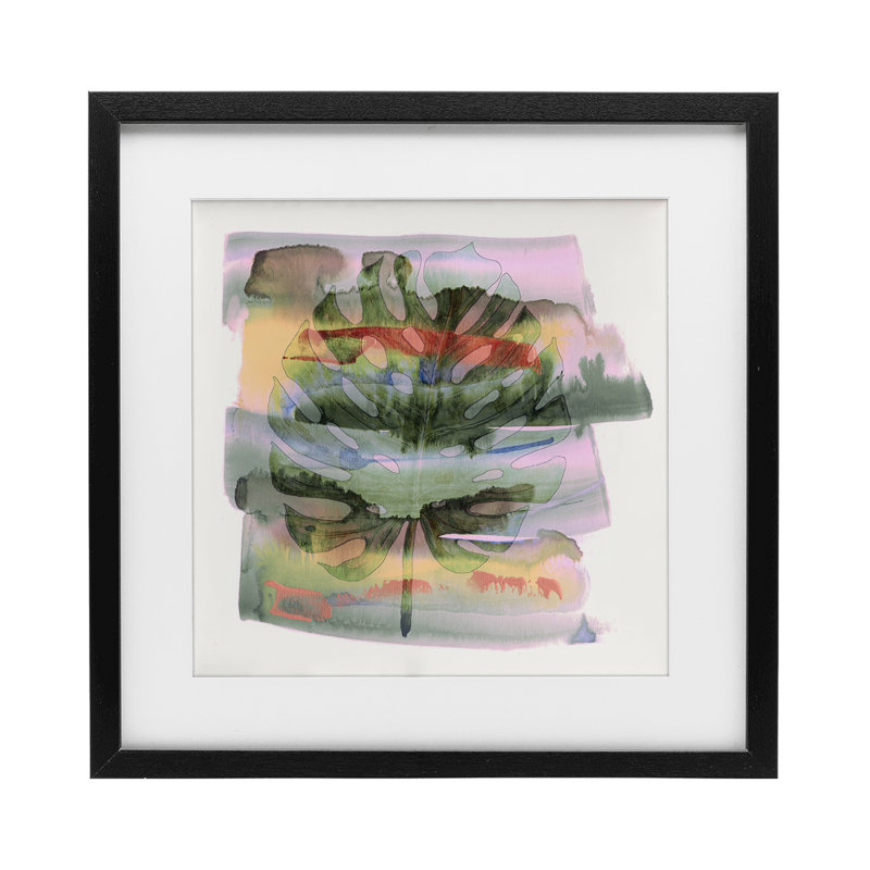 «Tropical Dream Pastel Monstera», reproduction sous verre encadrée, conception de Susan Jill, H 16 po x l 16 po