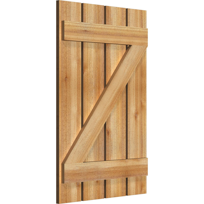 Volets espacés de 5 3/8 po avec barre en Z, cèdre rouge de l'Ouest TimberCraft (par paire), 23 po, 35 po