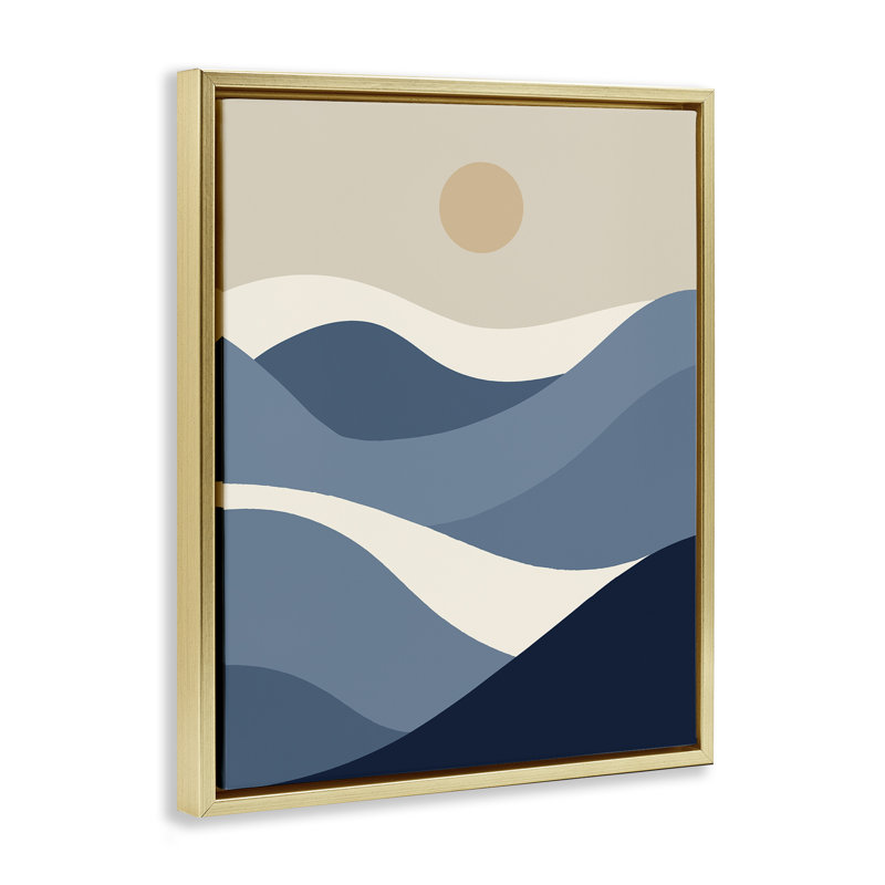  «Moon over Blue Hills», art mural encadré par Daphne Polselli, H 21 po x l 17 po, Cadre flottant métallique doré