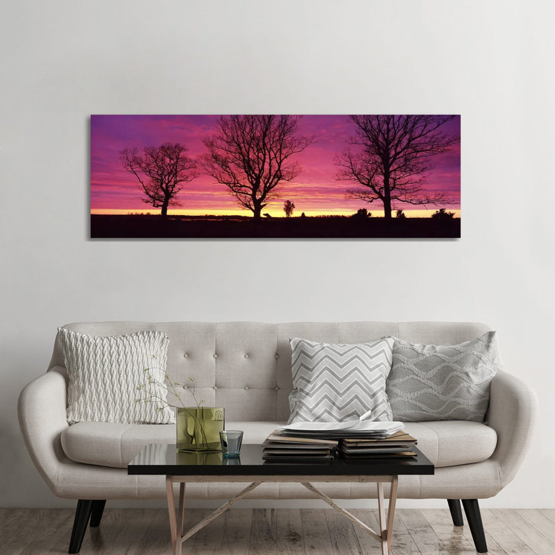 Oak Trees, Sunset, Sweden by Panoramic Images - Wrapped Canvas Panoramic Print, 182.88 cm H x 60.96 cm W