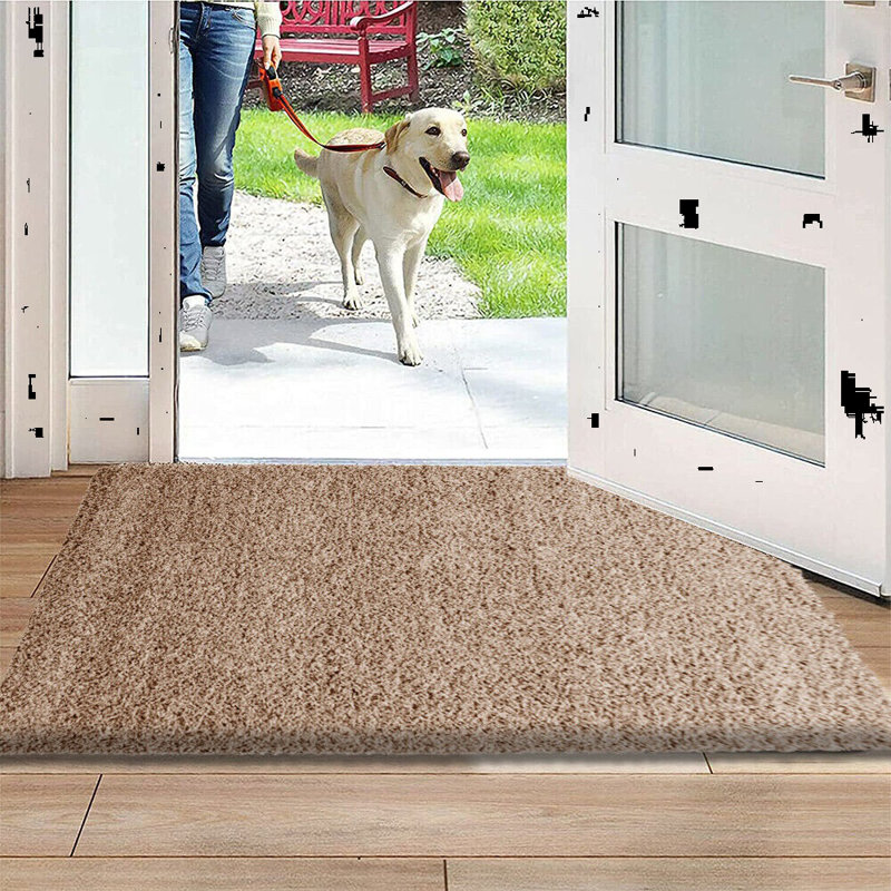 Meyah Non Slip Shaggy Door mats, Beige