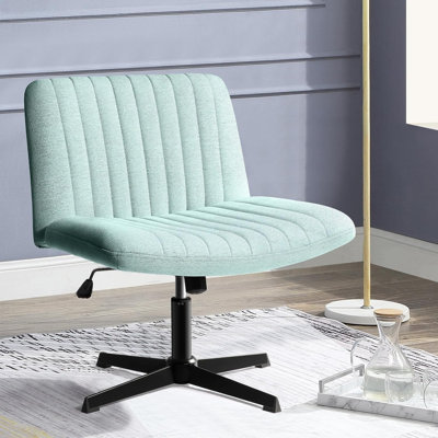 Fauteuil de bureau Criss Cross, chaise de bureau confortable à pieds croisés sans roulettes, siège moderne à hauteur ajustable et pivotant en tissu pour ordinateur personnel