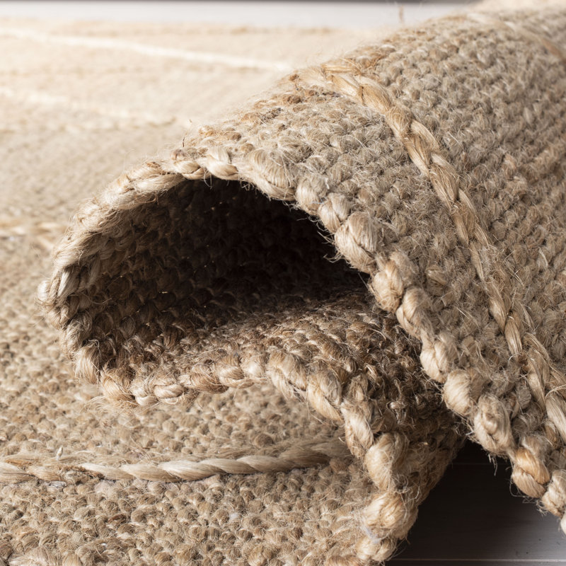 Digiovanni Natural Fiber Hand Woven Jute Geometric Rug, Square 4'