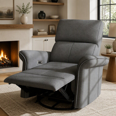 Chaise berçante inclinable électrique pivotante 270 ° pour adultes, idéale pour les petits espaces et les chambres de bébé, chaise berçante confortable en tissu pour le cinéma maison et le salon