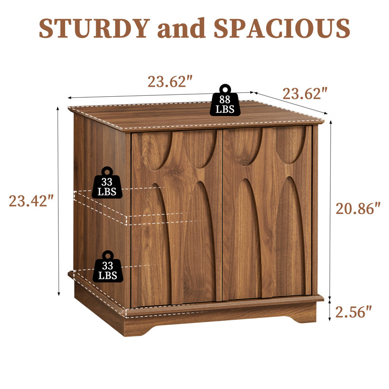 23.6" End Table with Storage, Brown