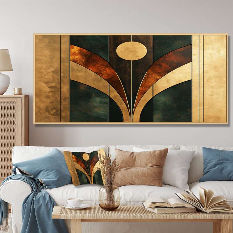 Garlock - Abstract Large Wall Art, 28" H x 60" W, Floater Framed, Cream