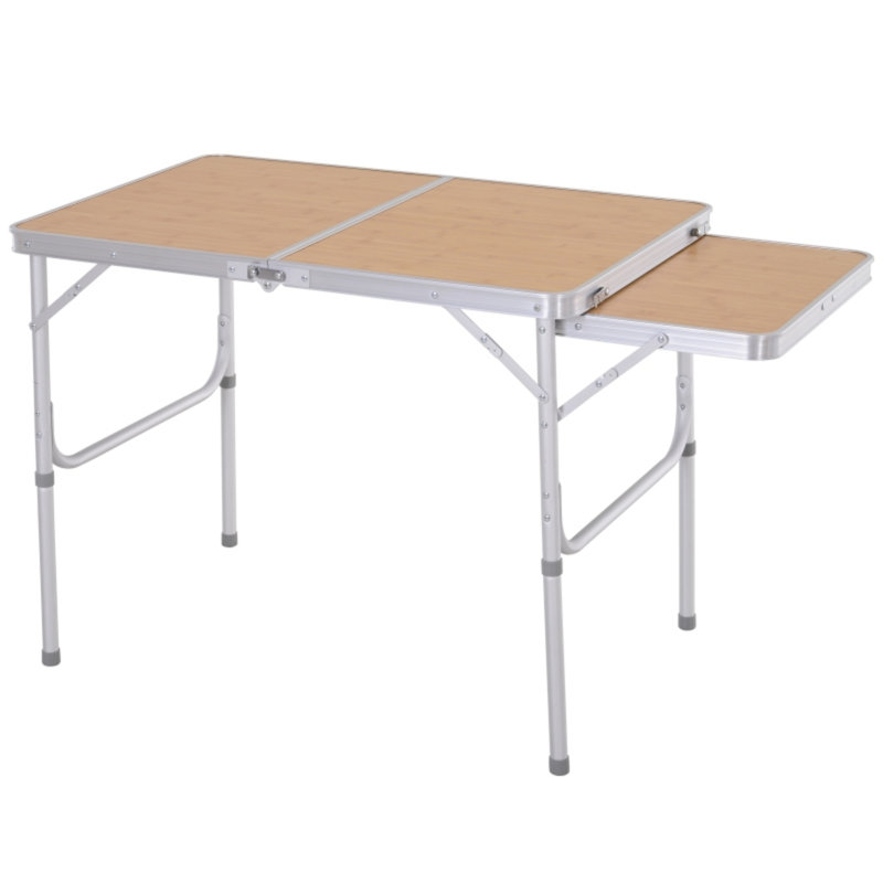 3ft Folding Portable Camping Picnic Table Aluminium Frame MDF-Top Adjustable Height