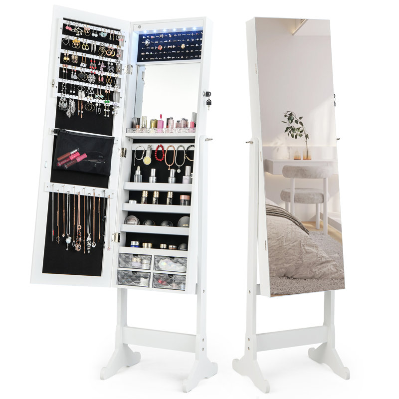 Wanetta Freestanding Jewelry Armoire, White